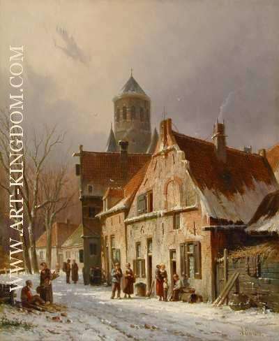 Dutch Street Scene in Winter