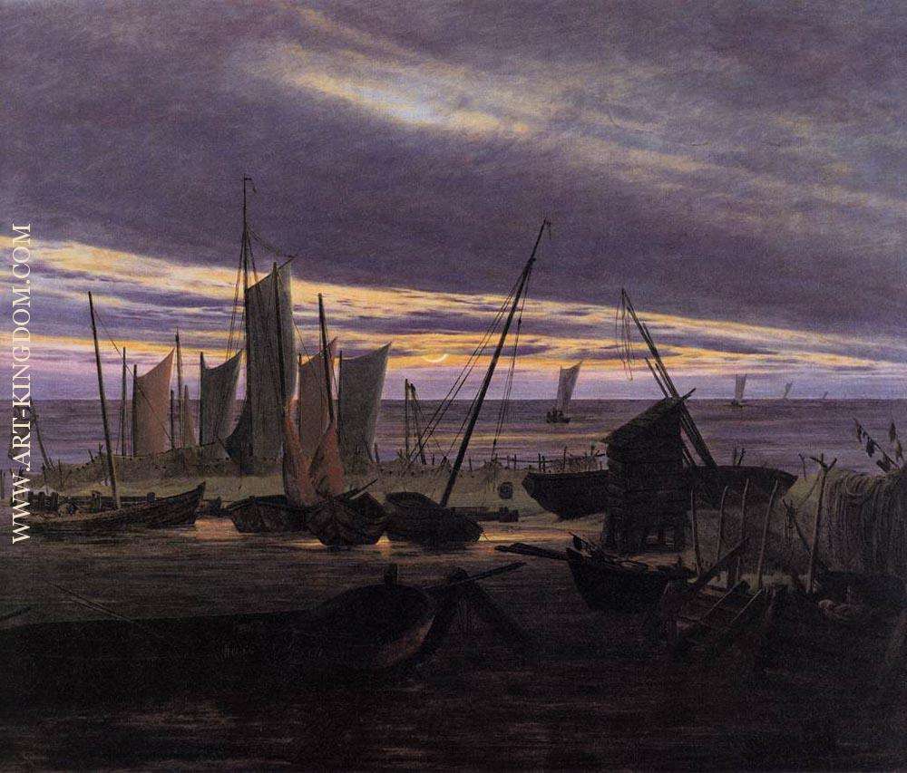 Boats In The Harbour At Evening