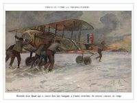 Ground crew attending to a French Spad on a snow covered field