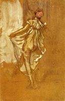 A Dancing Woman in a Pink Robe Seen from the Back
