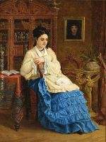 Femme en robe bleue revant