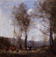 Ville d Avray Cowherd in a Clearing near a Pond
