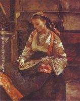 Italienne assise jouant de la mandoline