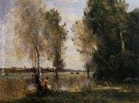 Woman Picking Flowers in a Pasture