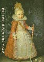 Portrait of a young boy holding a cane