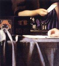 Lady with Her Maidservant Holding a Letter detail 3
