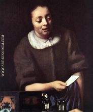 Johannes Vermeer Lady with Her Maidservant Holding a Letter detail 2 