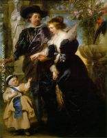 with his Family in Garden