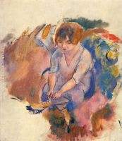 Young Woman Putting on Her Socks