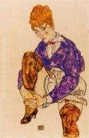 Portrait of the Artist s Wife Seated Holding Her Right Leg