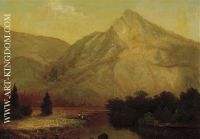 Riverbank in front of a mountain