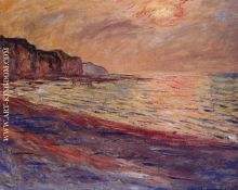 La plage Pourville soleil couchant 1882