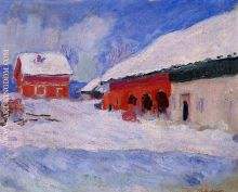 Red Houses at Bjornegaard in the Snow Norway