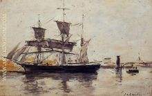 Three Masted Ship at Dock