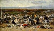 Etretat Laundresses on the Beach Low Tide