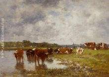 Cows in a Meadow on the Banks of the Toques