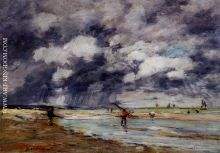 Shore at Low Tide Rainy Weather near Trouville