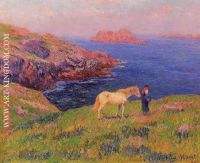 Cliff at Quesant with Horse
