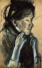 Woman Tying the Ribbons of Her Hat