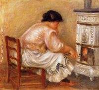 Woman Stoking a Stove