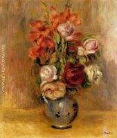 Vase of Gladiolas and Roses