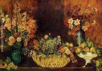 Vase, Basket of Flowers and Fruit