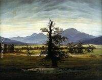 Village-Landscape-in-Morning-Light-The-Lone-Tree