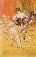 Woman adjusting his corset