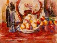 Still Life Apples a Bottle and Chairback