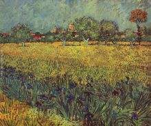 View of Arles with Irises in the Foreground