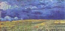 Wheat Field under Clouded Sky