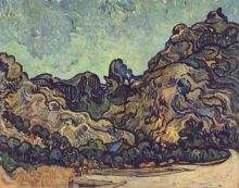 Mountains at Saint Remy with Dark Cottage