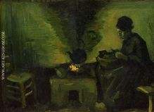 Peasant Woman by the Fireplace