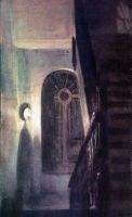 Stair hall lighting at night