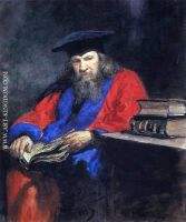 Portrait of Dmitry Ivanovich Mendeleev wearing the Edinburgh University professor robe
