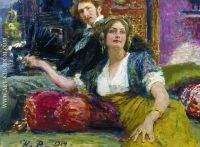 Portrait of poet prose writer translator and dramatist Sergei Mitrofanovich Gorodetsky with his wife