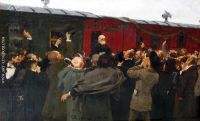 Arrival of Nikolai Ivanovich Pirogov to Moscow in the 50th anniversary of his scientific activities