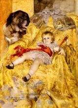 A Portrait Of Christian De Falbe With A Saint Bernard At Luton Hoo
