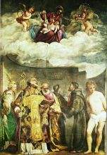 Madonna with child and six saints