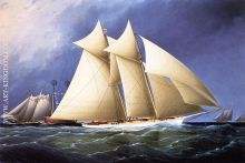 New York Yacht Club Schooner Columbia Leading New York Yacht Club Schooner Dauntless Rounding Sa