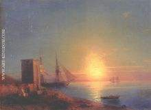 Figures In A Coastal Landscape At Sunset