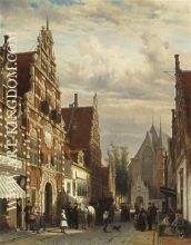 A view of the Westerstraat in Enkhuizen in summer