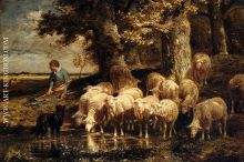 A Shepherdess With Her Flock
