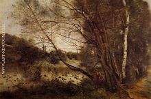Pond at Ville d'Avray, with Leaning Trees