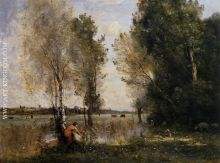 Woman Picking Flowers in a Pasture
