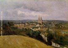 View of Saint Lo with the River Vire in the Foreground