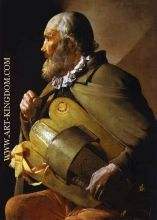 Hurdy Gurdy Player with a Ribbon ABC