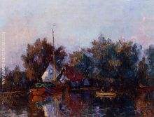 Canal in Holland near Rotterdam