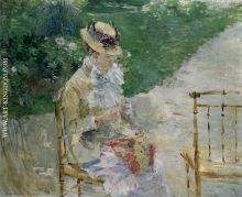 Young Woman Sewing in the Garden