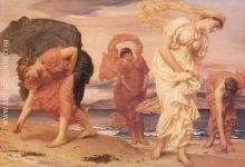 Greek Girls Picking up Pebbles by the Sea